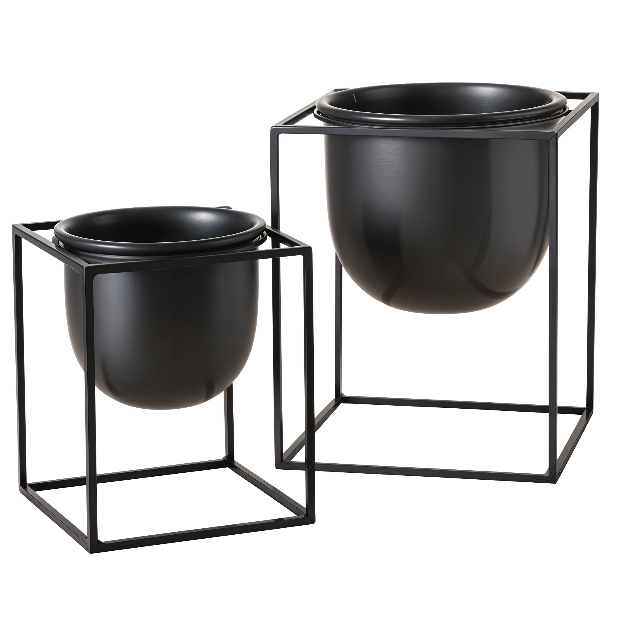 🪴 Set de Cache-pots Kumbo – Noir Mat | Carton de 8 unités (4 sets de 2 pièces)