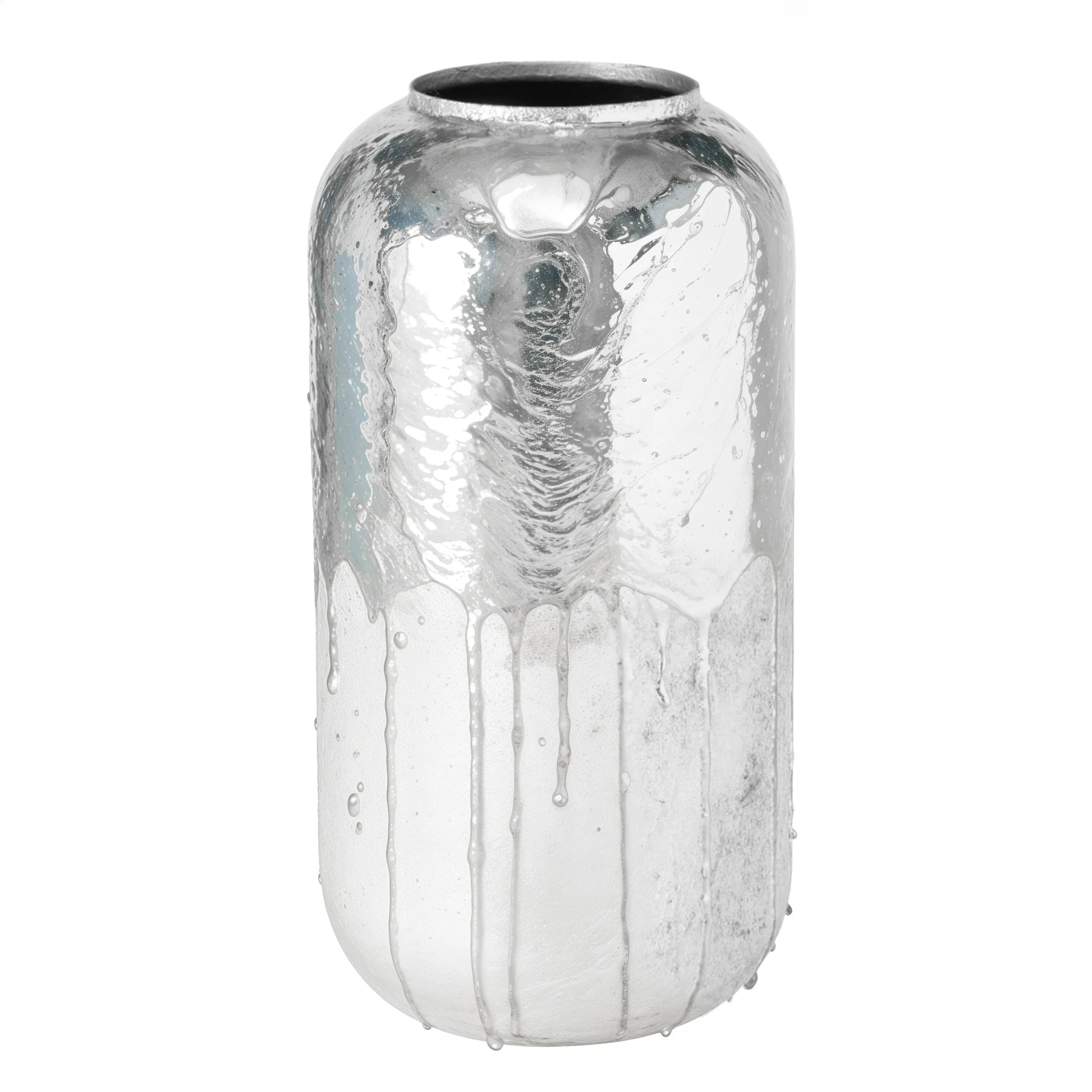 🏺 Vase Sjella – Fer Plaqué Blanc & Argenté | Carton de 4 unités