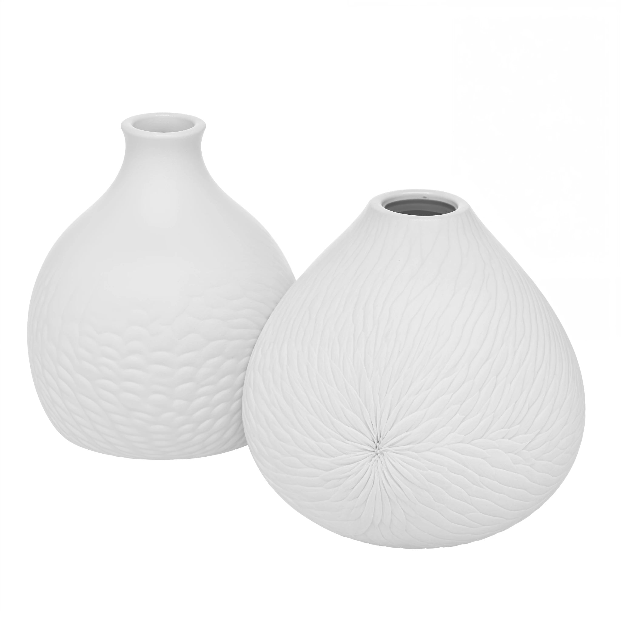 🏺 Vase Salina – Grès Blanc Mat Texturé | Carton de 8 unités