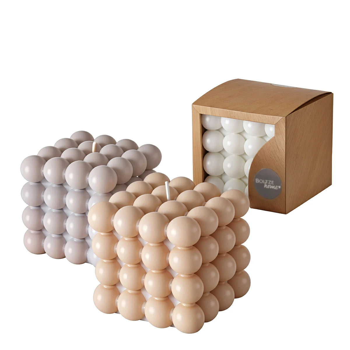 🕯️ Bougie Bubble – Forme Carrée Minimaliste | Carton de 12 unités