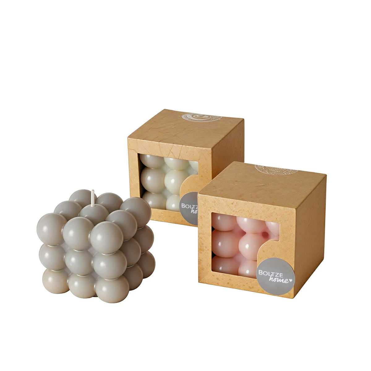 🕯️ Bougie Bubble – Vert Clair & Rose Pastel | Carton de 24 unités