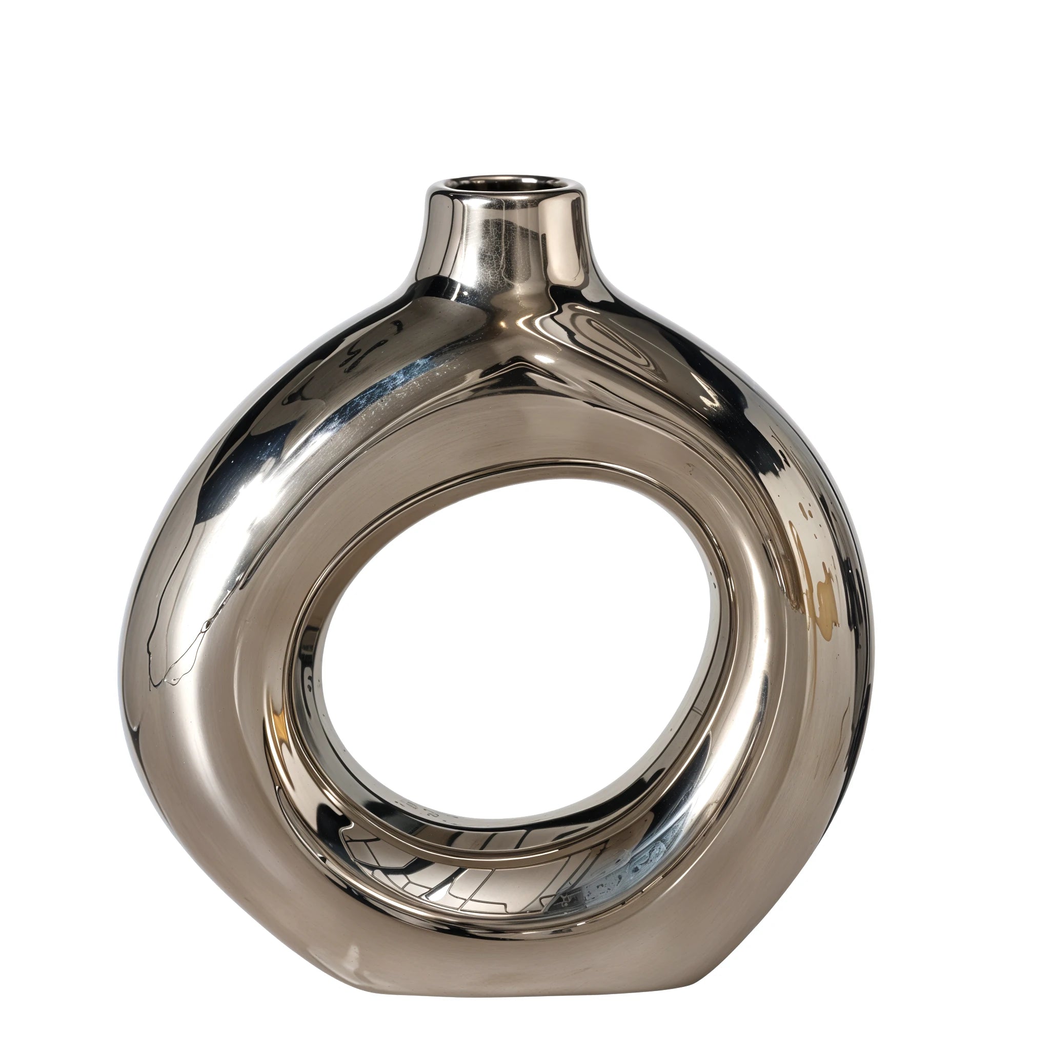 🏺 Vase Hayward – Grès Galvanisé Argenté | Carton de 12 unités