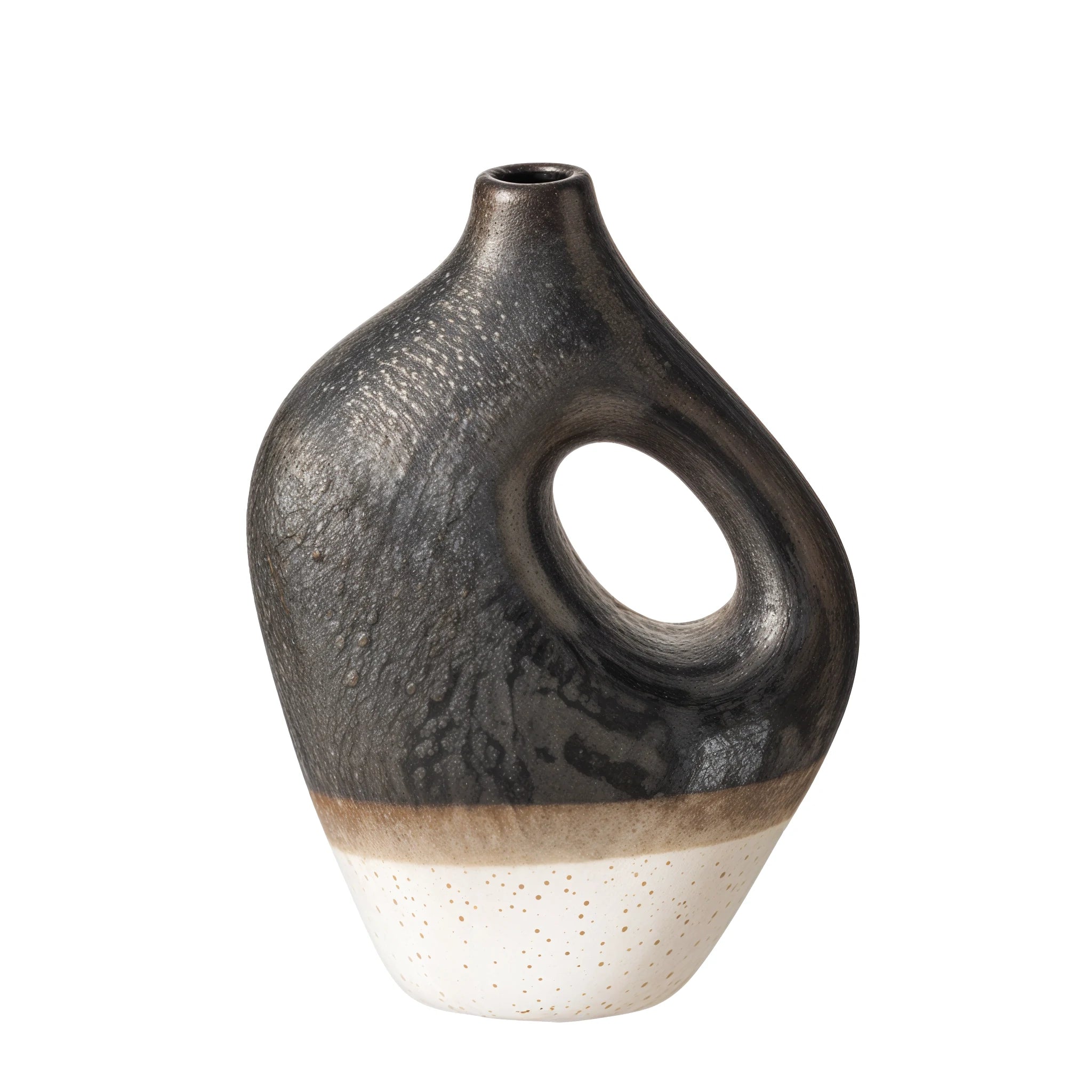 🏺 Vase Lamuna – Grès Peint Main Noir & Blanc | Carton de 8 unités