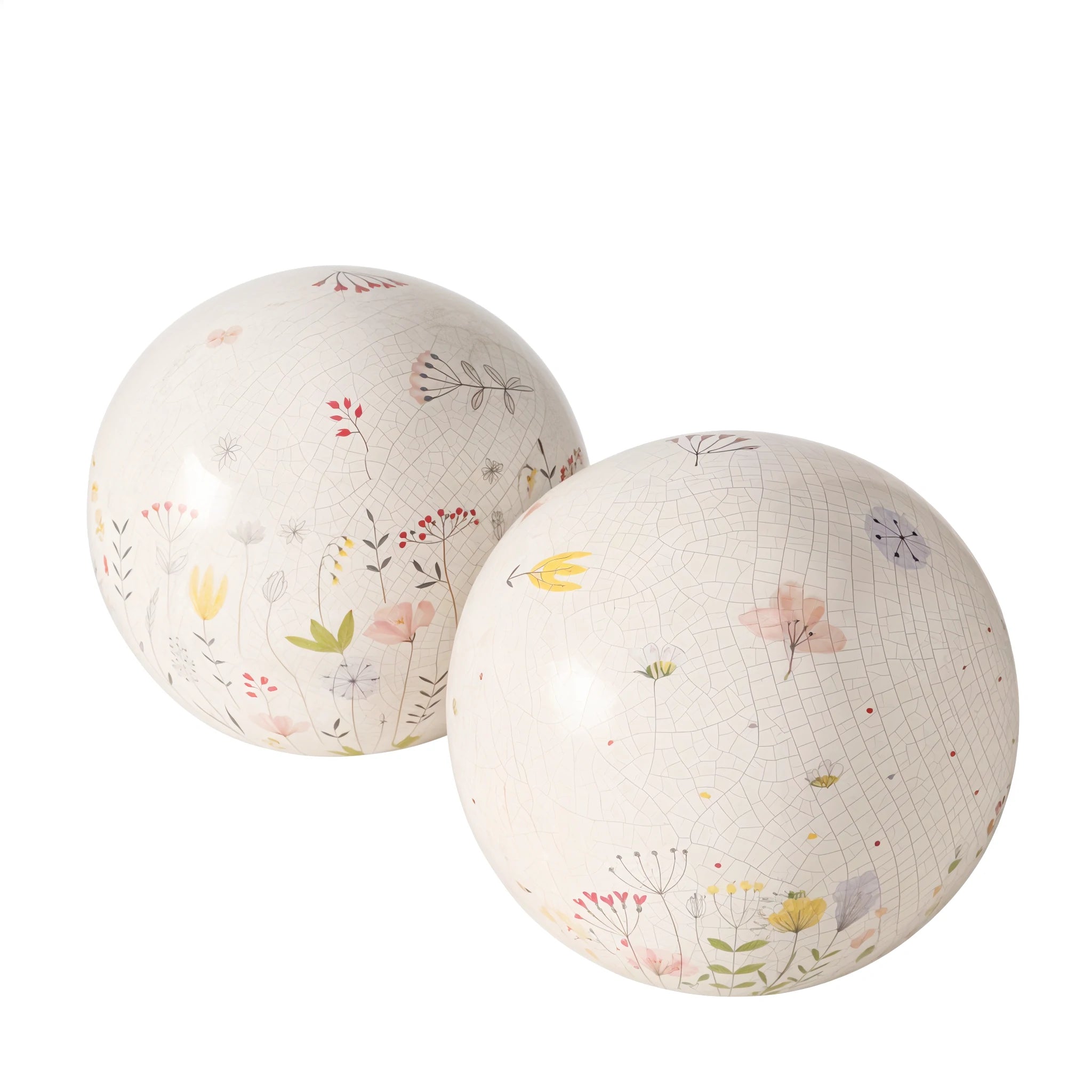 ⚪ Boule Décorative Florina – Grès Blanc Craquelé | Carton de 12 pièces (6 sets de 2)