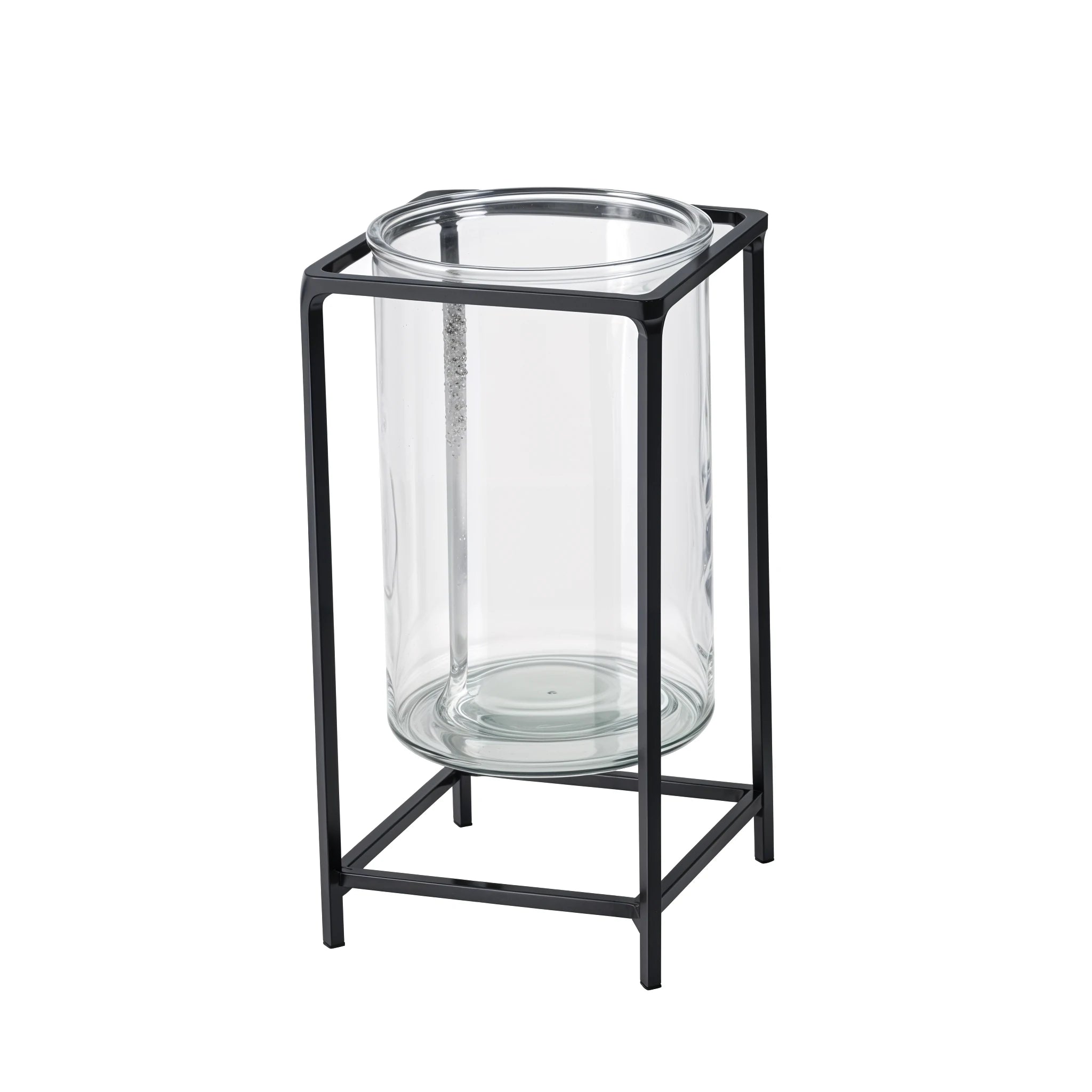 🕯️ Photophore Sorina – Fer Noir & Verre Transparent | Carton de 12 unités