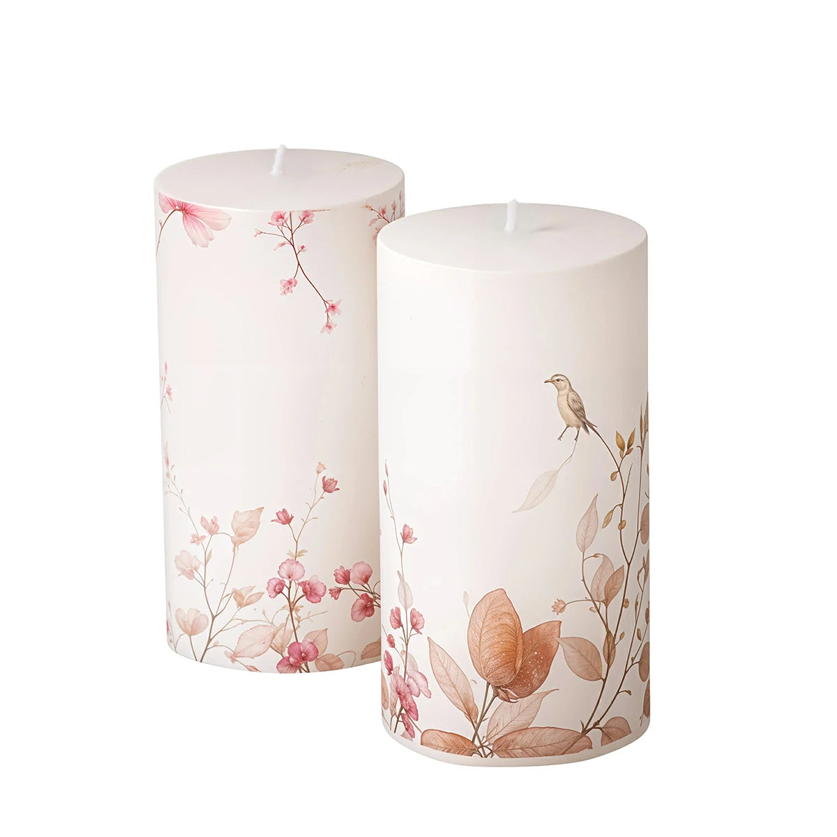 🕯️ Bougie Large Bernada – Motif Floral Naturel | Carton de 12 unités