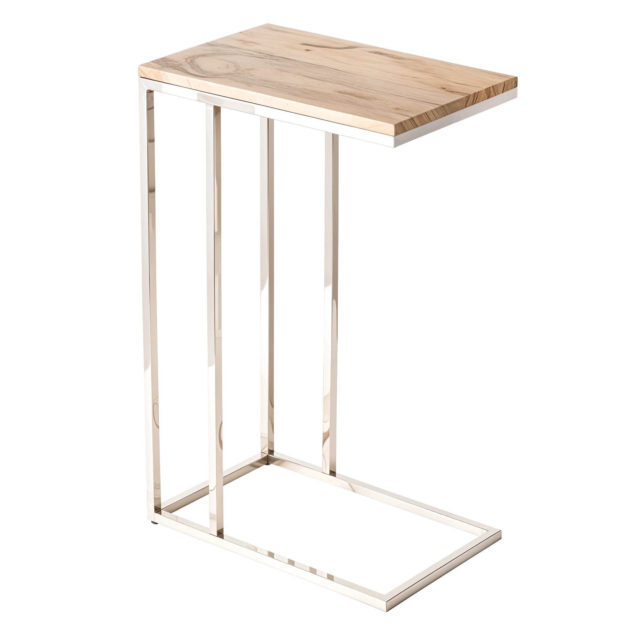 🔸Table Elena – Bois & Acier Inox | Carton de 1 unité