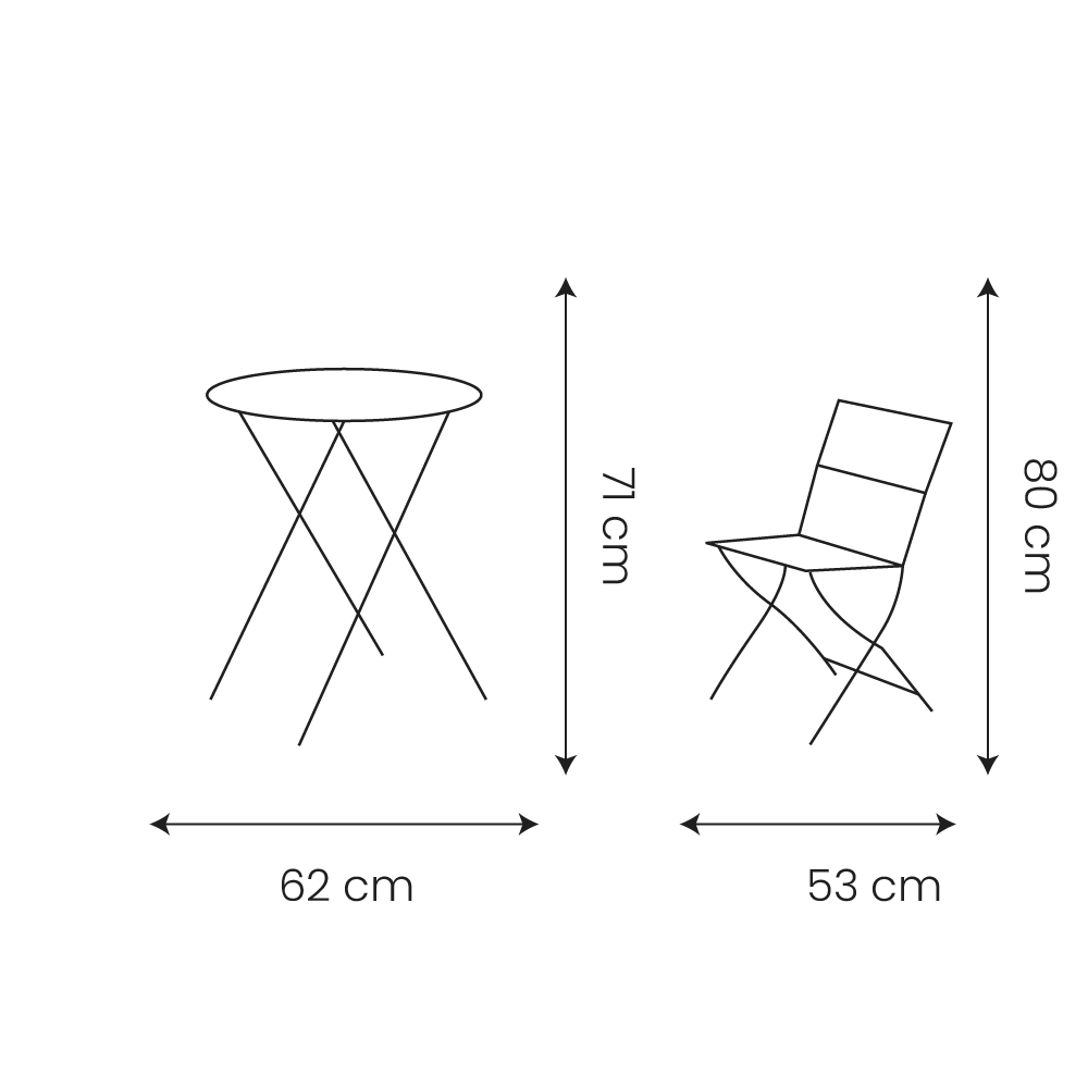 🪑 Ensemble de Meubles Sidney – Table + 2 Chaises Pliables | Carton de 1 ensemble (3 pièces)